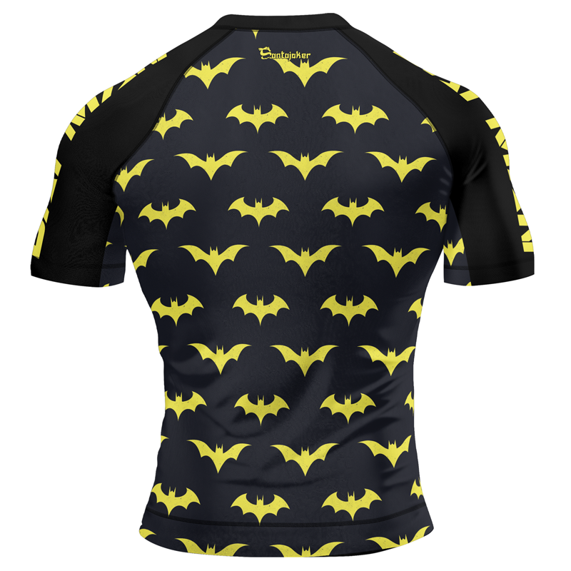 Yellow Night Bat Men's Short Sleeve Rash Guard