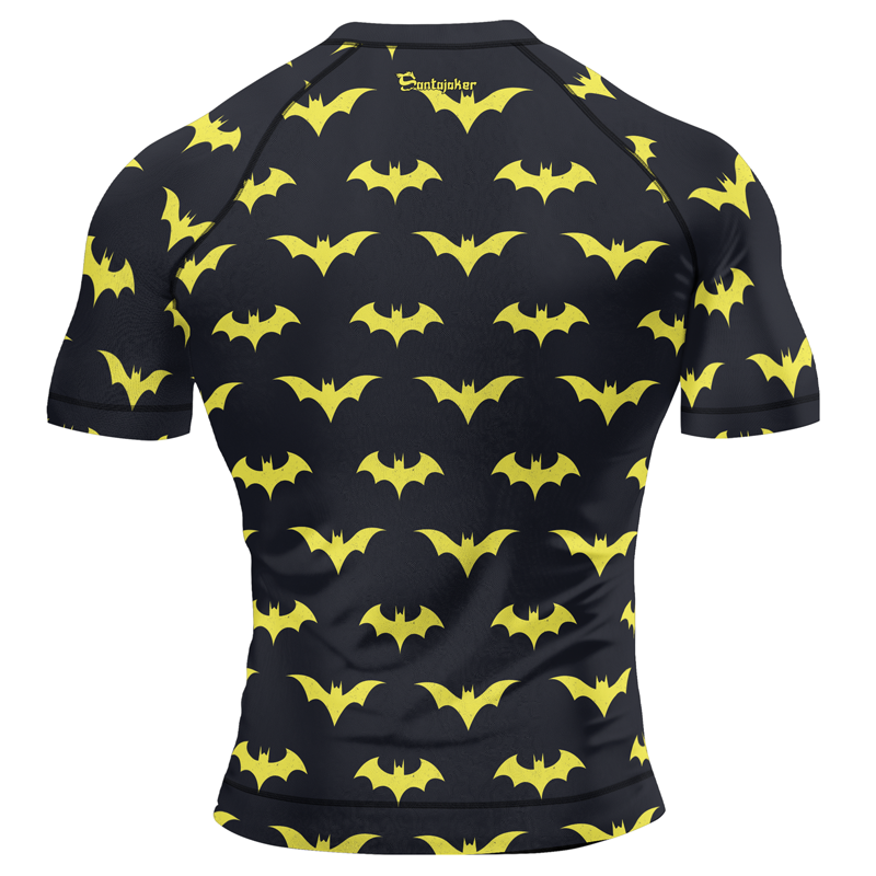 Yellow Night Bat Men's Short Sleeve Rash Guard