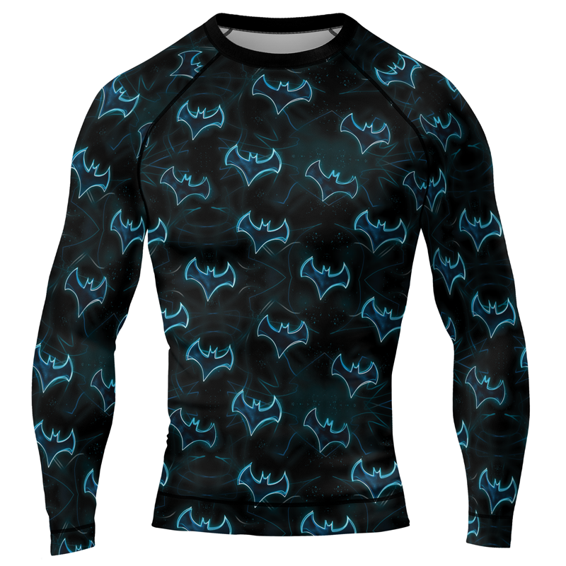 Blue Night Bat Men's Long Sleeve Rash Guard