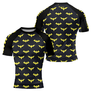 Yellow Night Bat Men's Short Sleeve Rash Guard