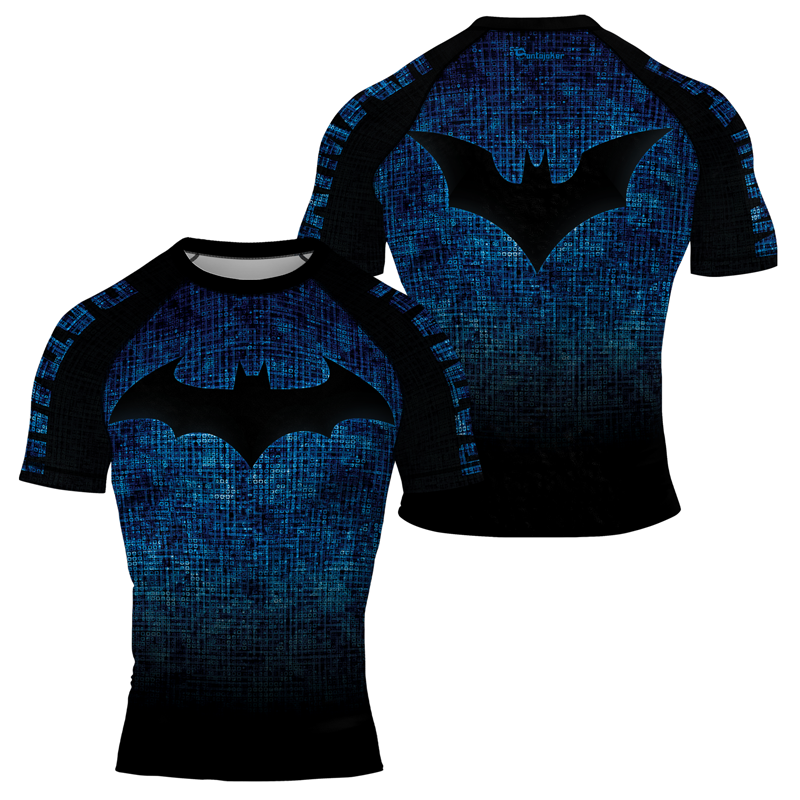 Blue Shadow Bat Men's Short Sleeve Rash Guard