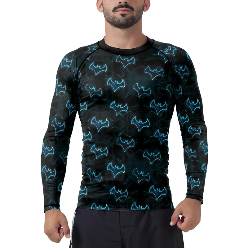 Blue Night Bat Men's Long Sleeve Rash Guard