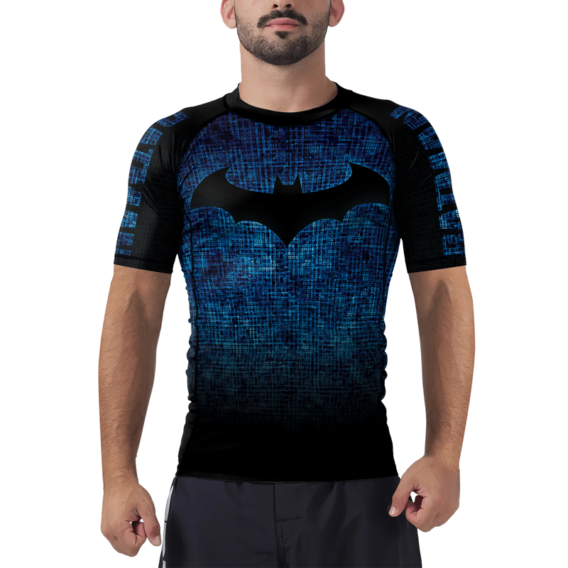 Blue Shadow Bat Men's Short Sleeve Rash Guard