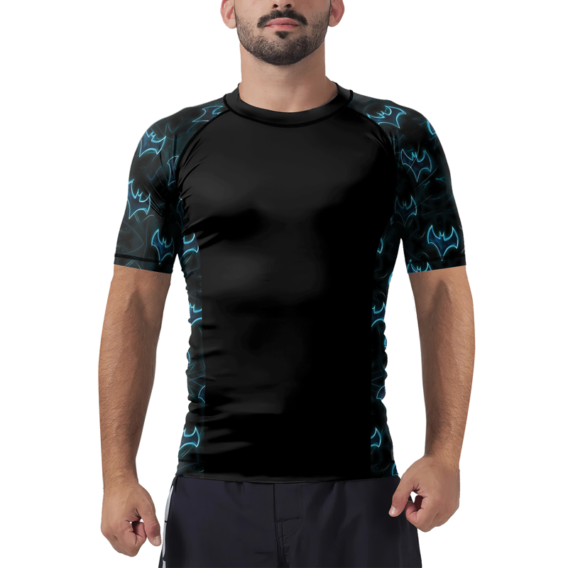 Blue Night Bat Men's Short Sleeve Rash Guard