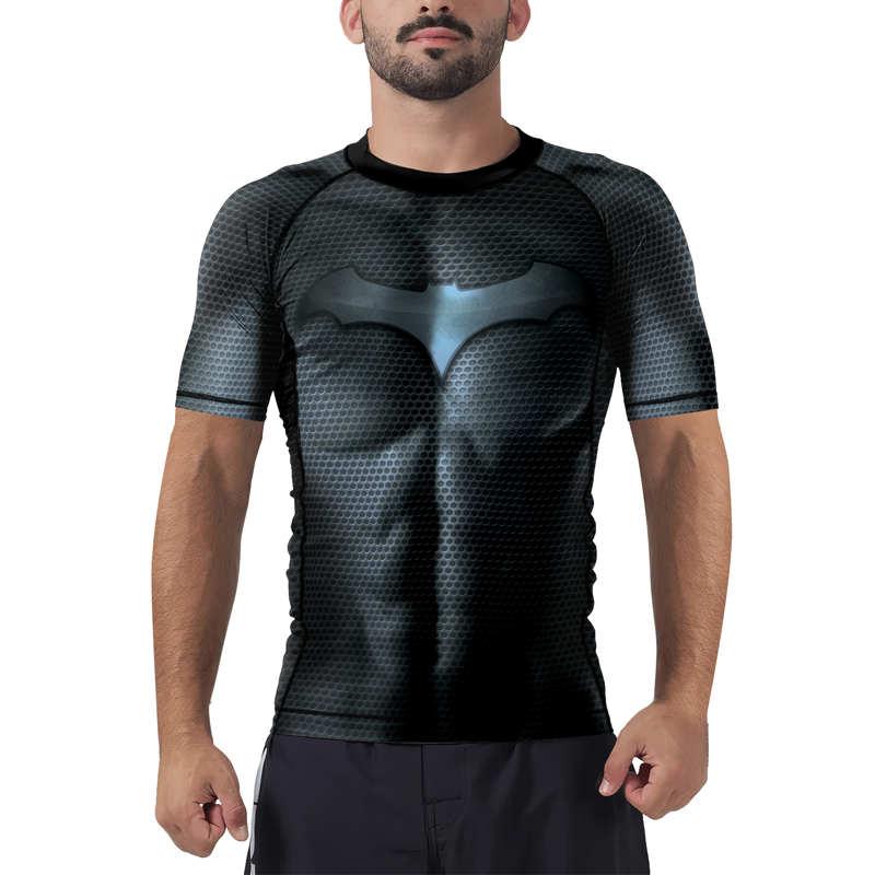 Powerful Bat Emblem Men's Short Sleeve Rash Guard