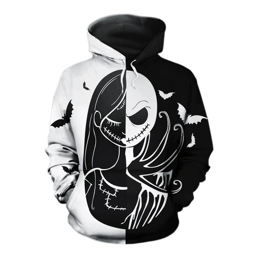 Jack Skellington & Sally White Black Hoodie