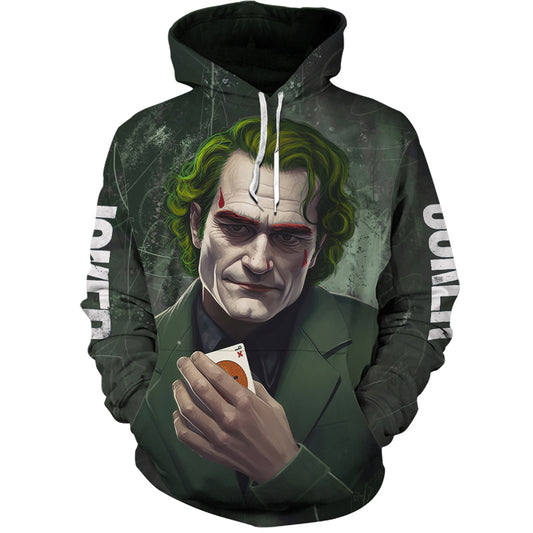 Joker With Poker Card Green Hoodie 