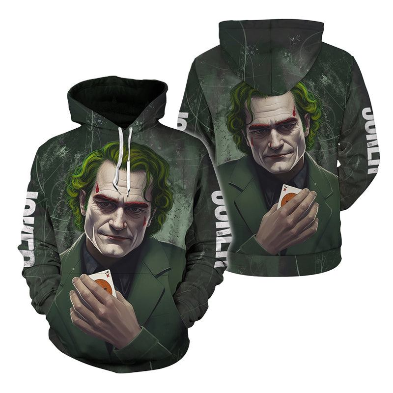 Joker With Poker Card Green Hoodie 