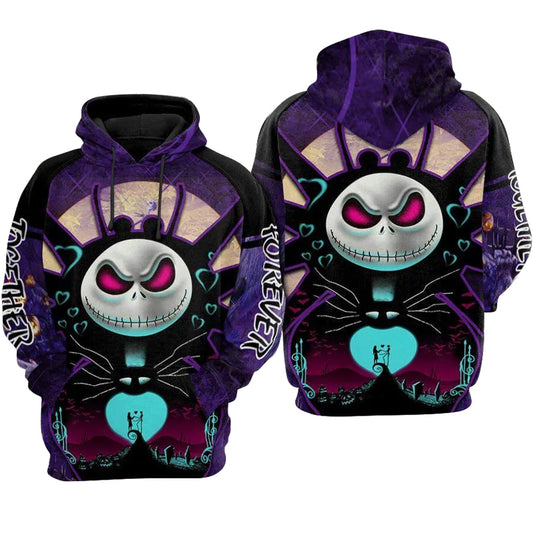 Jack Skellington And Sally Couple Forever White Hoodie