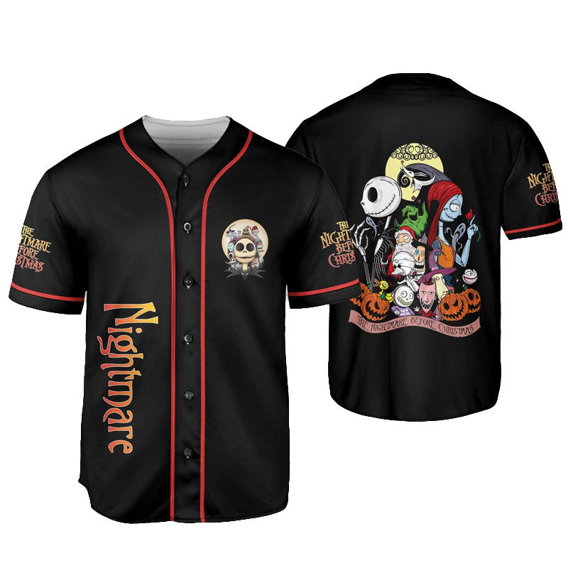 Personalized Nightmare Christmas Town Baseball Jersey