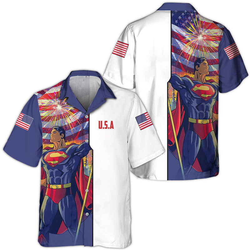 Superman USA Flag Fourth Of July Hawaiian Shirt