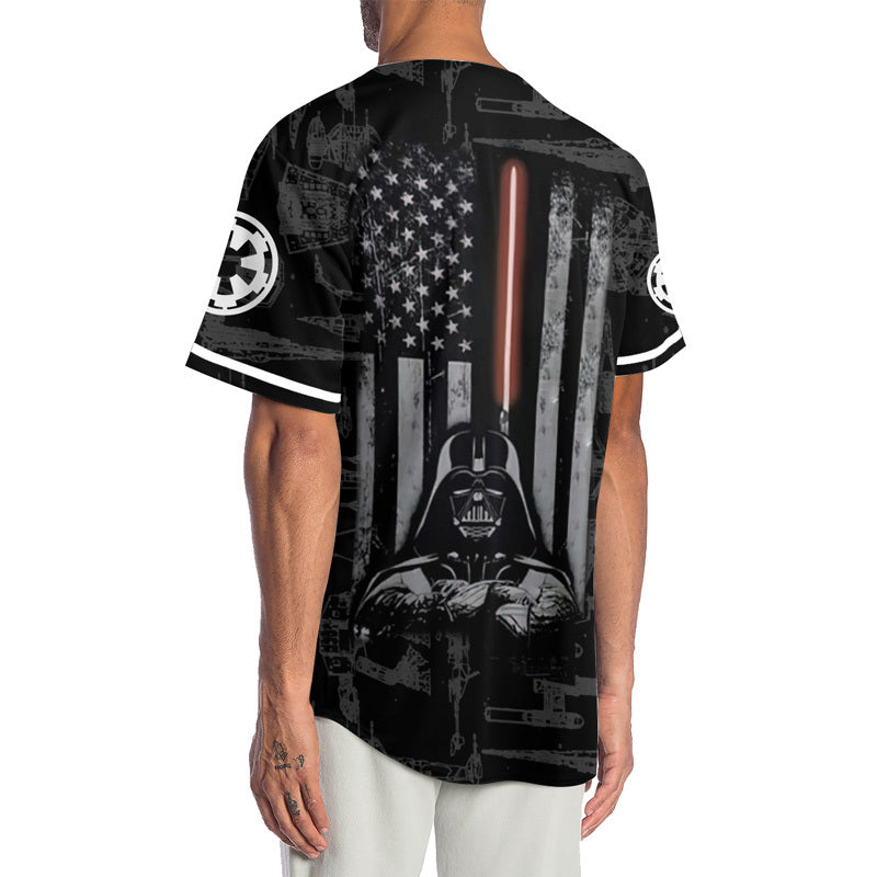 Darth Vader American Flag Black Baseball Jersey
