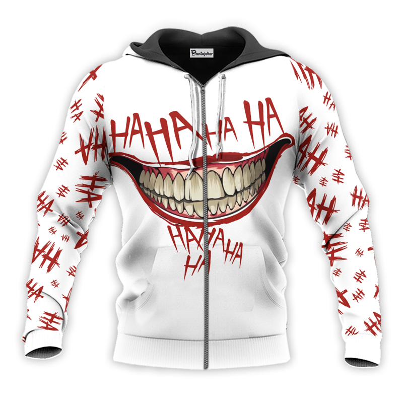 Joker HaHaHa Why So Serious White Red Zip Hoodie