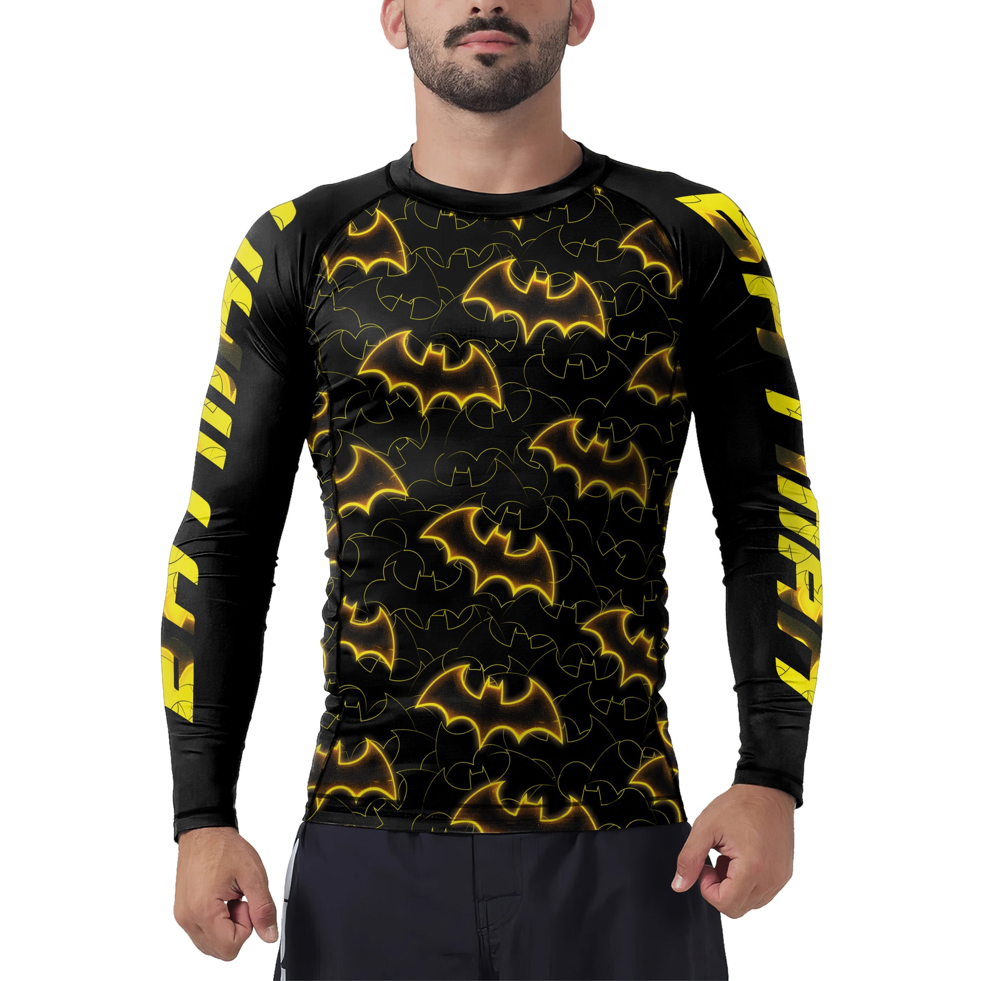 Golden Shadow Bat Men's Long Sleeve Rash Guard