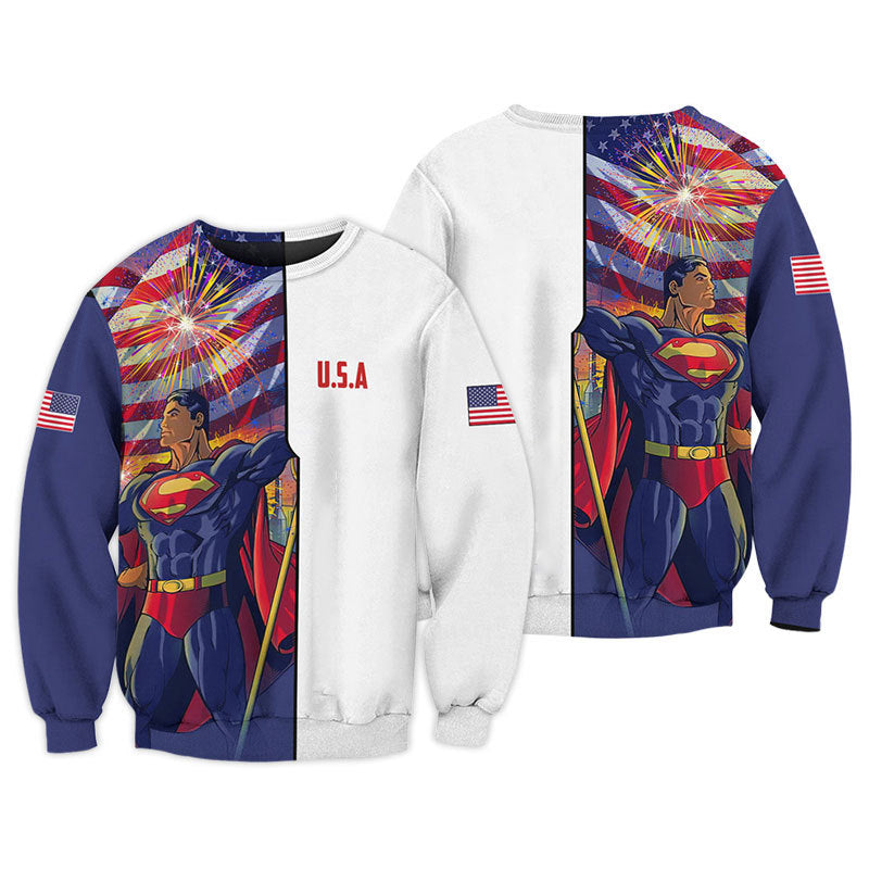 Superman USA Flag Fourth Of July Sweatshirt