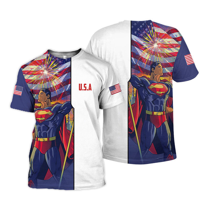 Superman USA Flag Fourth Of July T-shirt 
