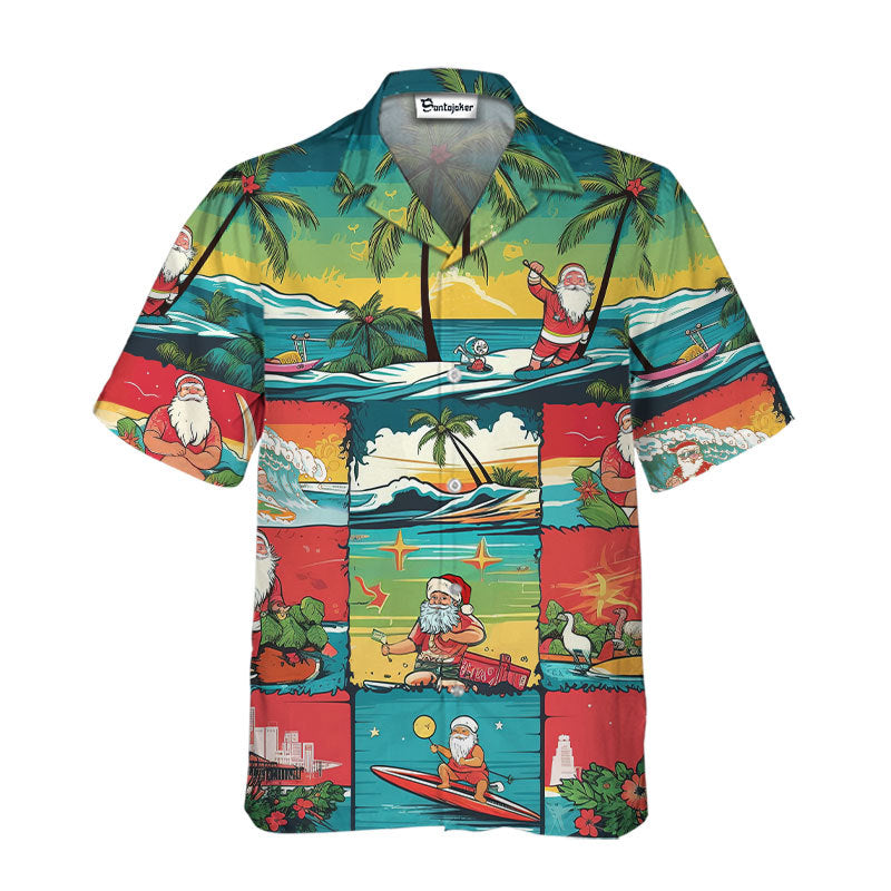 Santa Palm Tree Hawaiian Shirt