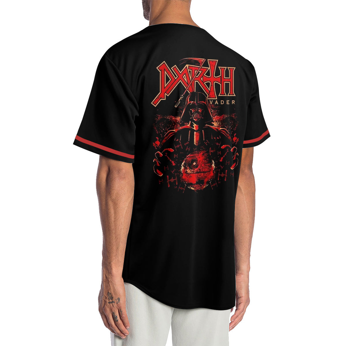 Darth Vader Lightsaber Black Red Baseball Jersey