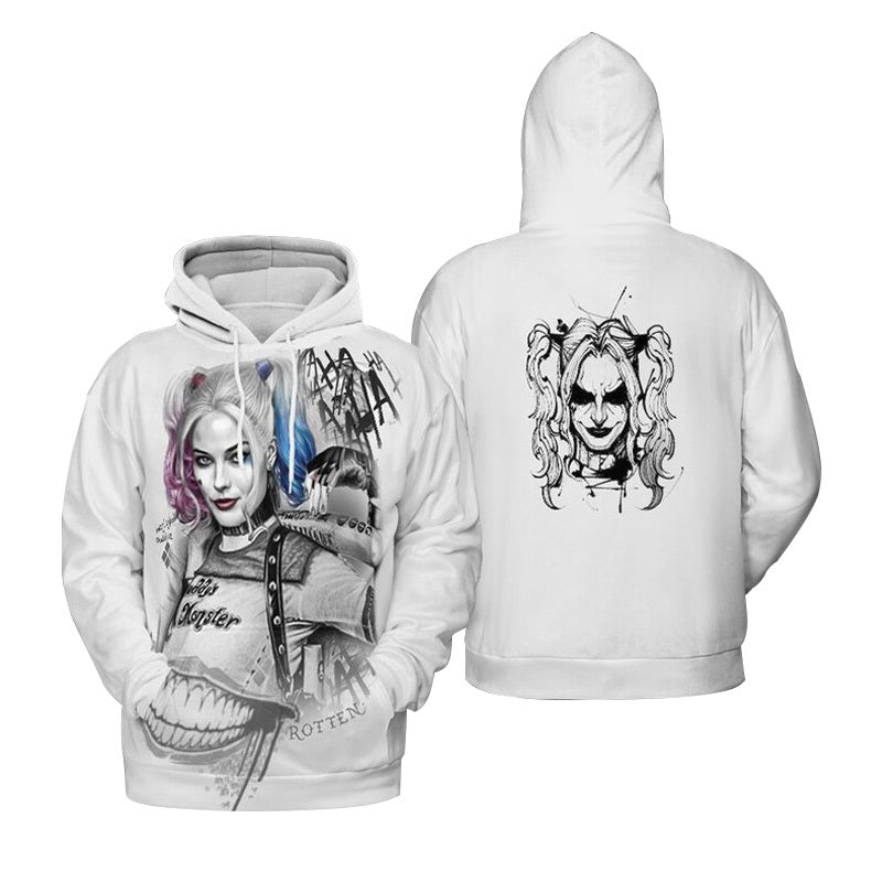 Harley Quinn Joker HaHaHa White Hoodie