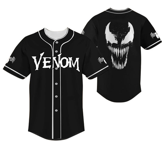 Venom Horror Black White Baseball Jersey