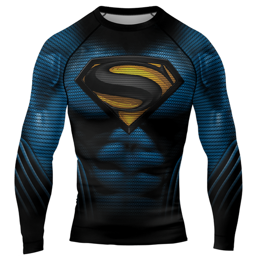 Superman Cosmic Emblem Men's Long Sleeve Rash Guard | Superman Shirts