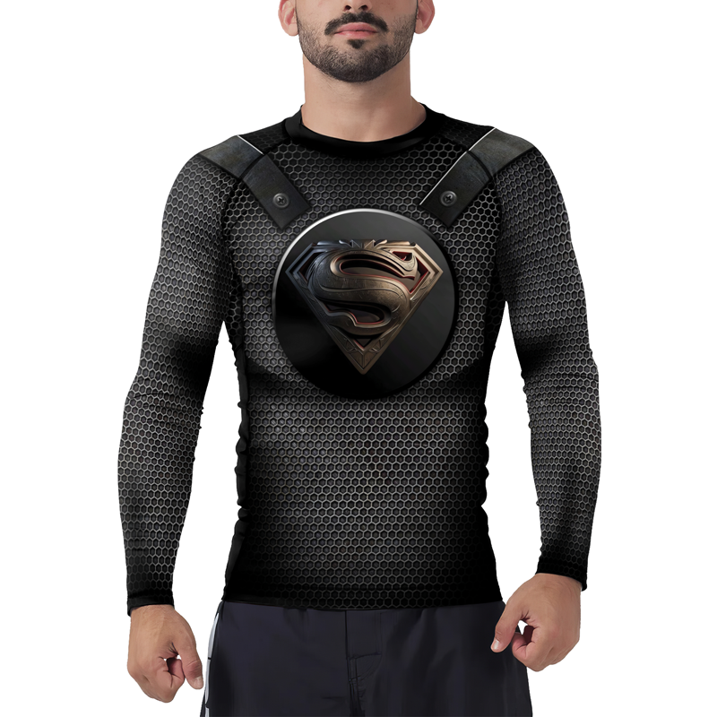 Superman Emblem Shield Men's Long Sleeve Rash Guard