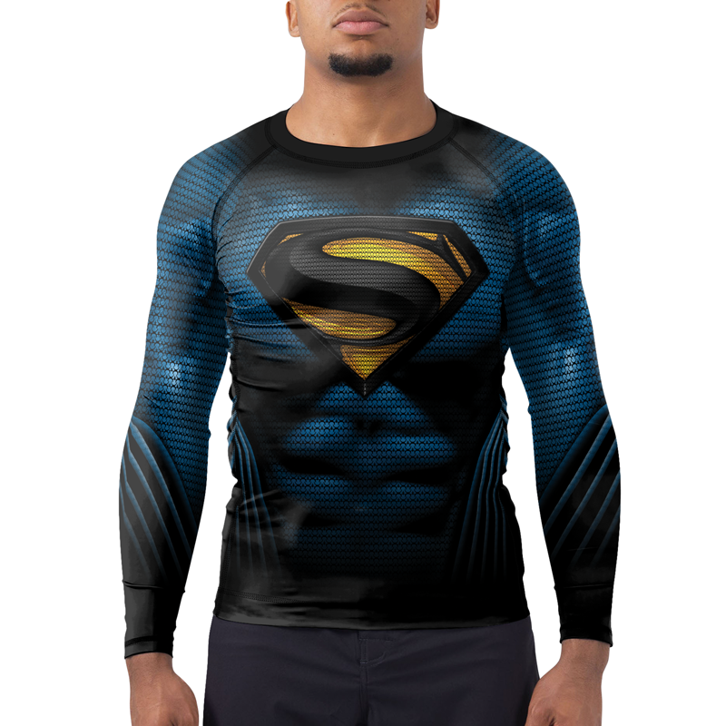 Superman Cosmic Emblem Men's Long Sleeve Rash Guard | Superman Shirts