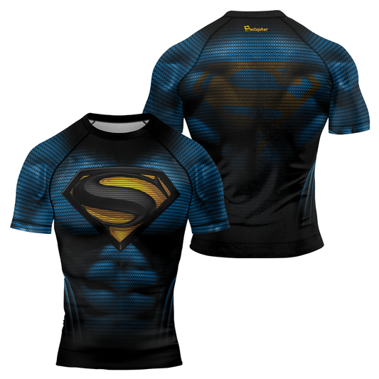 Superman Cosmic Emblem Men's Short Sleeve Rash Guard | Superman Shirts