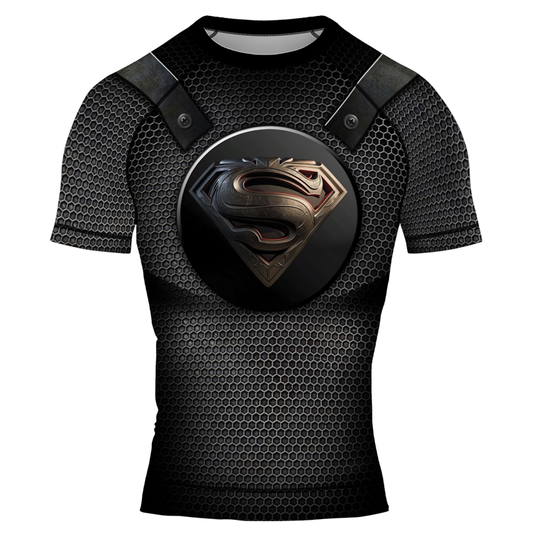 Superman Emblem Shield Men's Short Sleeve Rash Guard