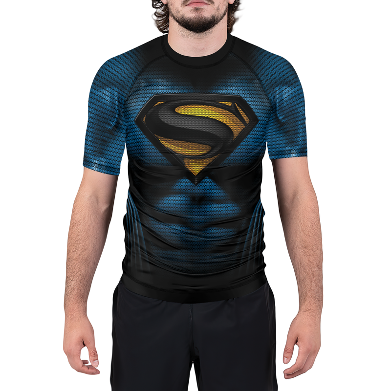 Superman Cosmic Emblem Men's Short Sleeve Rash Guard | Superman Shirts