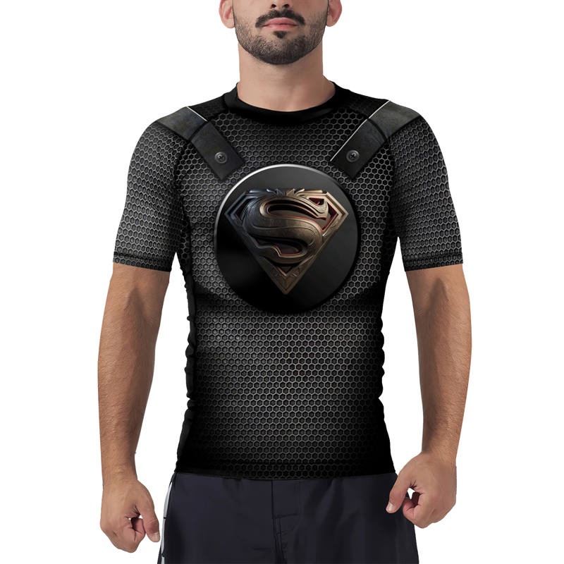 Superman Emblem Shield Men's Short Sleeve Rash Guard