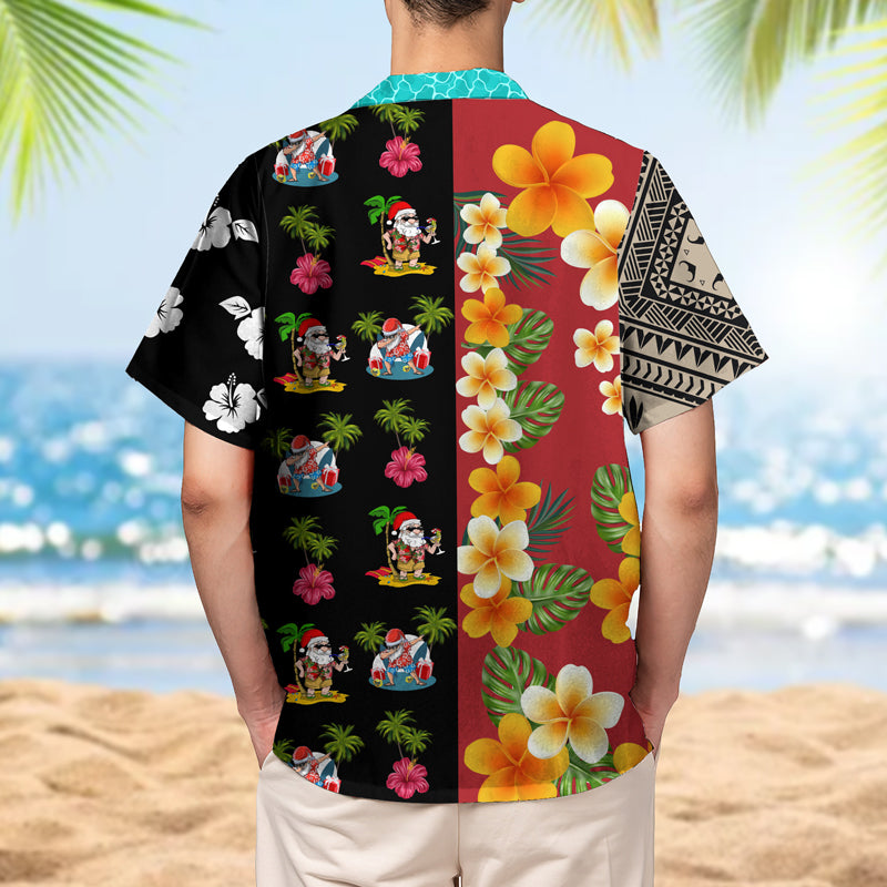 Santa Claus Tropical Flower Hawaiian Shirt