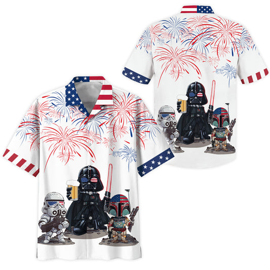 Darth Vader Stormtrooper Boba Fett Independence Day Hawaiian Shirt