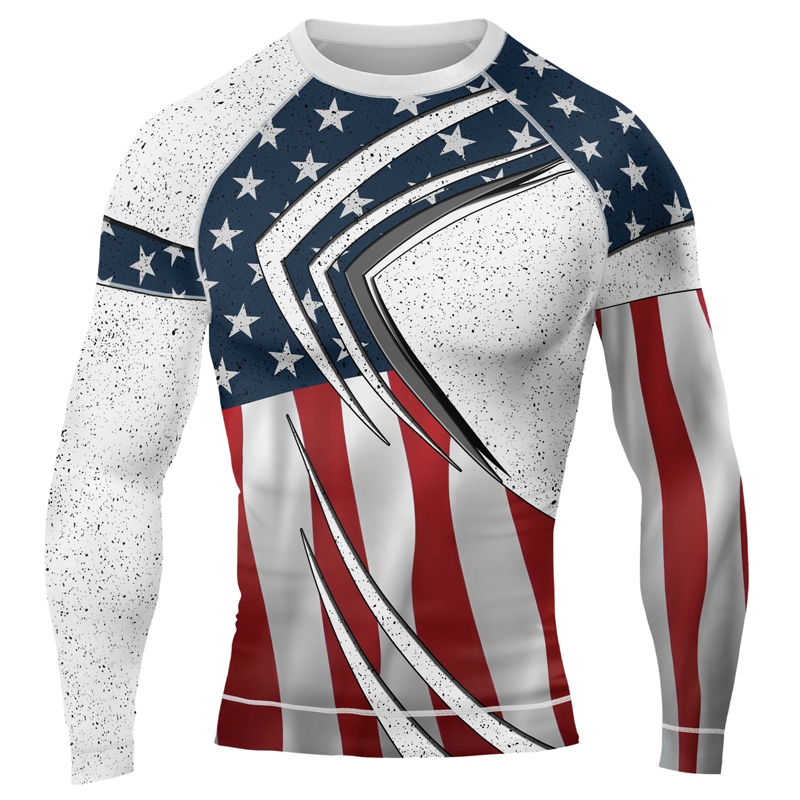 United States Flag Men's Long Sleeve Rash Guard | Patriotic Rash Guard