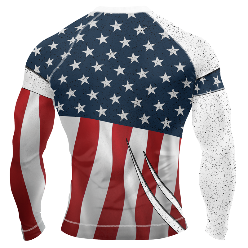 United States Flag Men's Long Sleeve Rash Guard | Patriotic Rash Guard