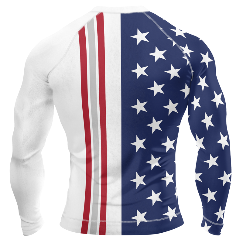 Stars and Stripes Men's Long Sleeve Rash Guard | Patriotic Rash Guard