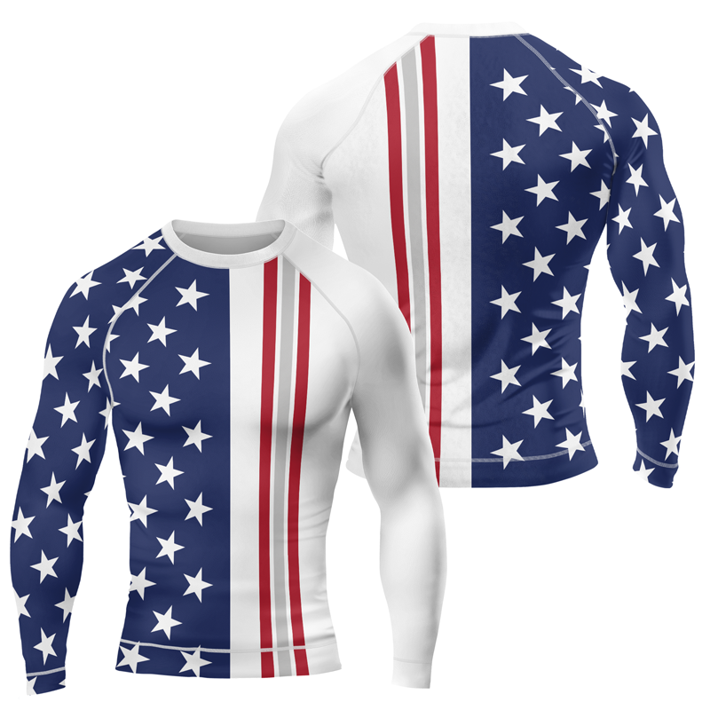 Stars and Stripes Men's Long Sleeve Rash Guard | Patriotic Rash Guard