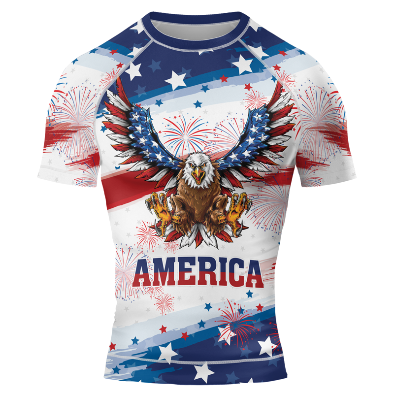 American Eagle Men's Short Sleeve Rash Guard | Patriotic Rash Guard