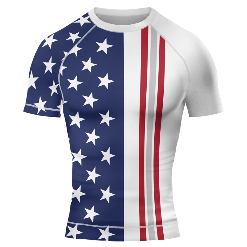 Stars and Stripes Men's Short Sleeve Rash Guard | Patriotic Rash Guard