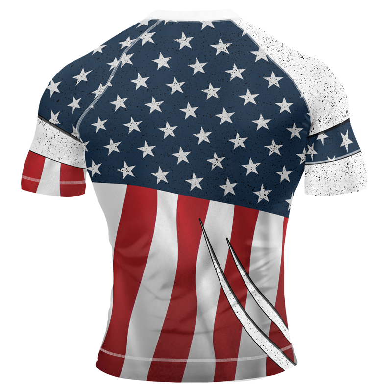 United States Flag Men's Short Sleeve Rash Guard | Patriotic Rashguard