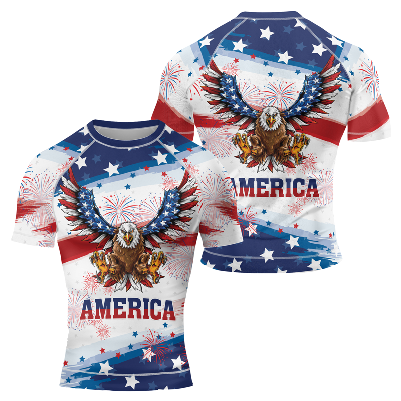 American Eagle Men's Short Sleeve Rash Guard | Patriotic Rash Guard