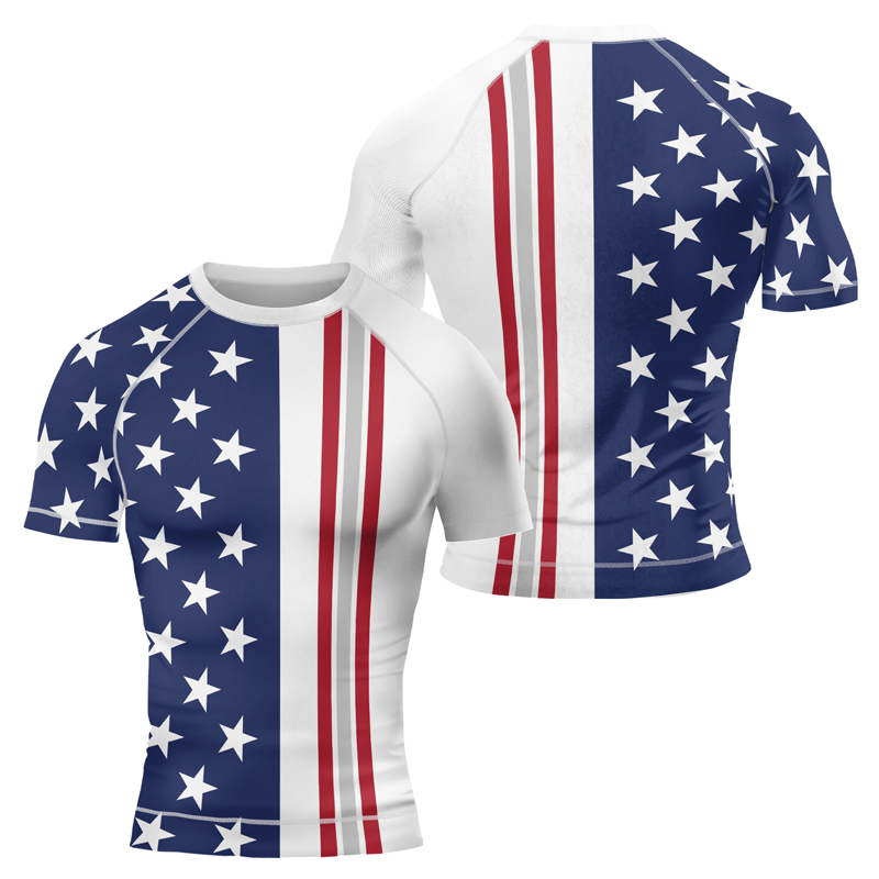 Stars and Stripes Men's Short Sleeve Rash Guard | Patriotic Rash Guard