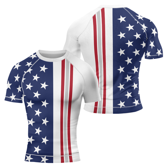 Stars and Stripes Men's Short Sleeve Rash Guard | Patriotic Rash Guard