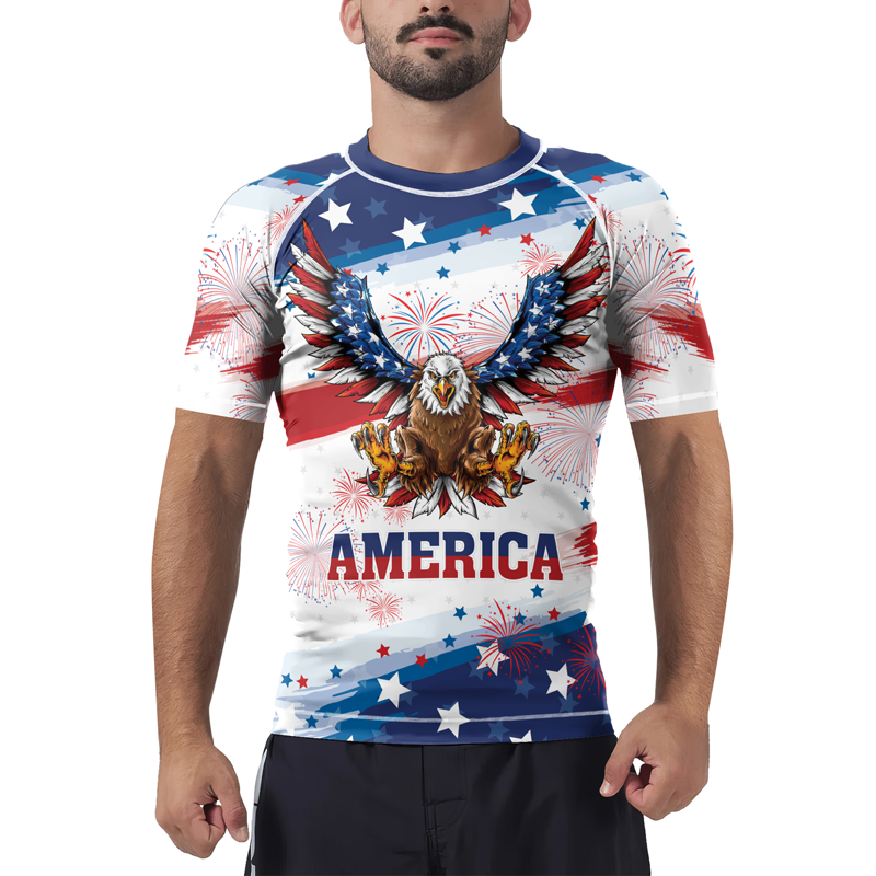 American Eagle Men's Short Sleeve Rash Guard | Patriotic Rash Guard