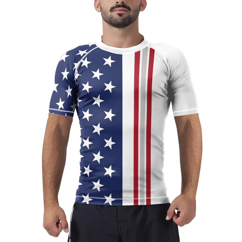 Stars and Stripes Men's Short Sleeve Rash Guard | Patriotic Rash Guard