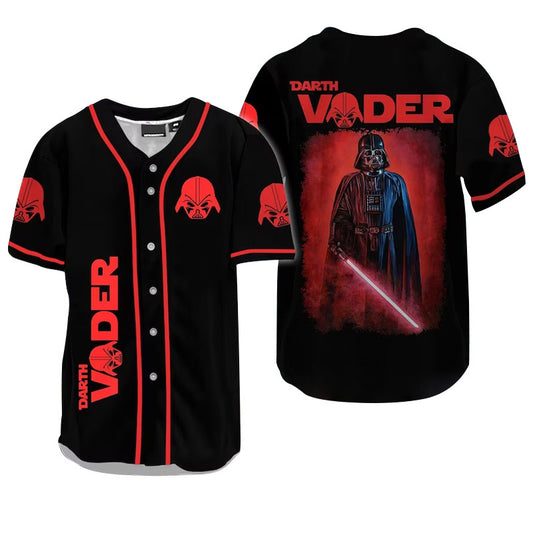 Darth Vader Lightsaber Black Red Baseball Jersey