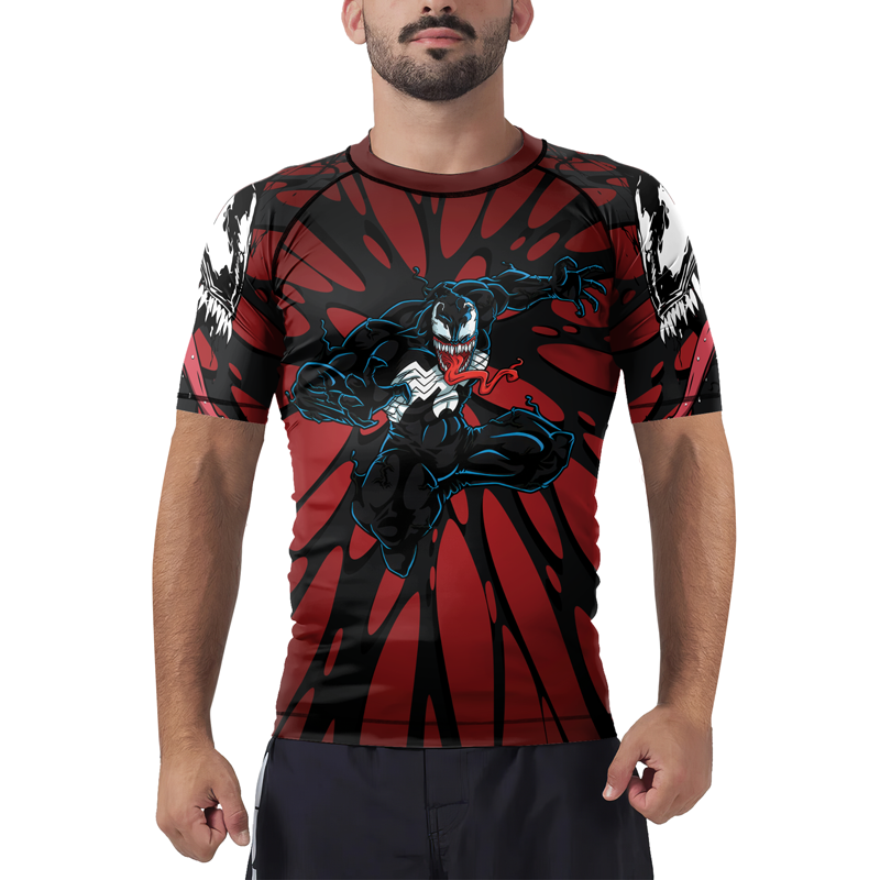 Symbiote Strike Men's Short Sleeve Rash Guard | Marvel Venom Rashguard