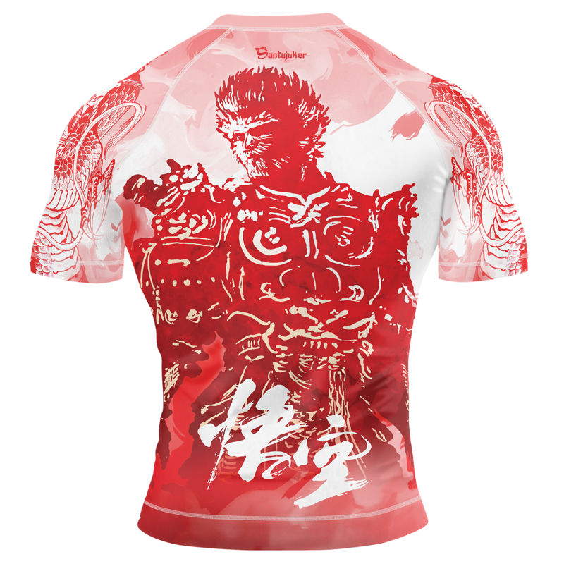 Red Dragon Monkey King Men's Short Sleeve Rash Guard