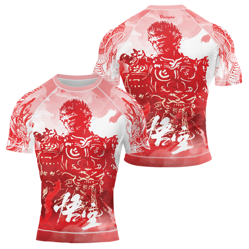 Red Dragon Monkey King Men's Short Sleeve Rash Guard