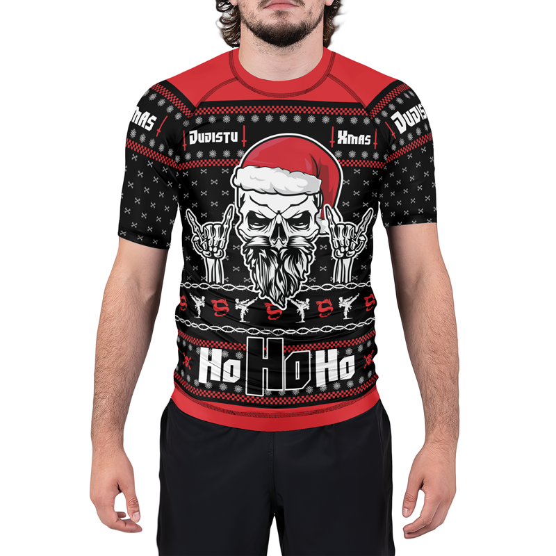 Rock Vibes Christmas Men's Short Sleeve Rash Guard